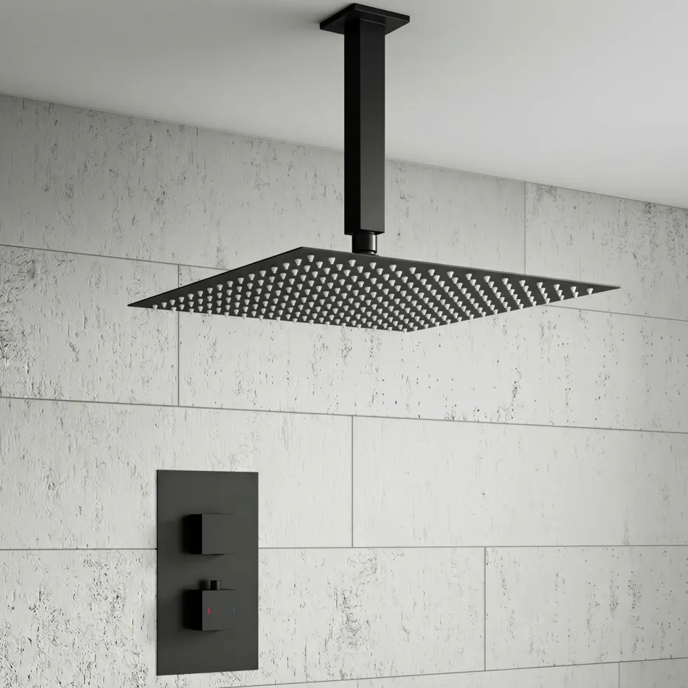 Harbour Status Matt Black Concealed Shower Valve & Shower Head