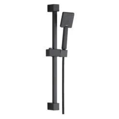 Harbour Status Matt Black Concealed Shower Valve, Shower Riser Rail Kit & Overflow Bath Filler