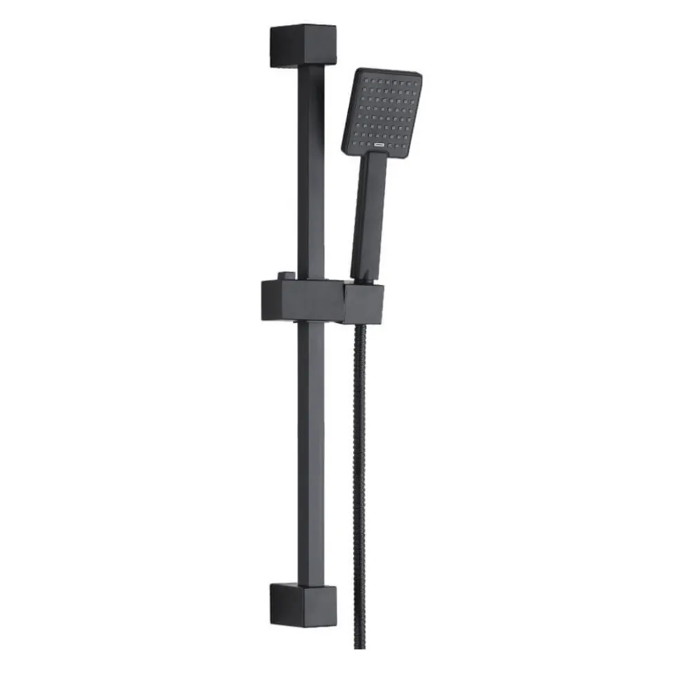 Harbour Status Matt Black Concealed Shower Valve, Shower Riser Rail Kit & Overflow Bath Filler