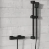 Harbour Status Matt Black Exposed Thermostatic Bar Shower Valve and Shower Rail Kit