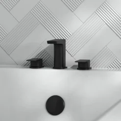 Harbour Status Matt Black 3 Hole Bath Mixer Tap