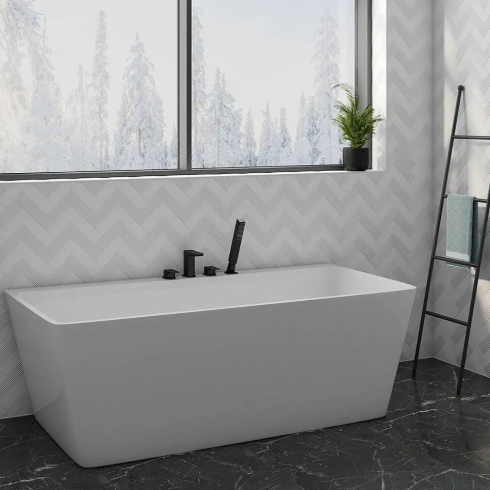 Harbour Status Matt Black 4 Hole Bath Mixer with Pull Out Handset