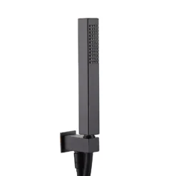 Harbour Status Matt Black Pencil Shower Handset & Wall Bracket - Square