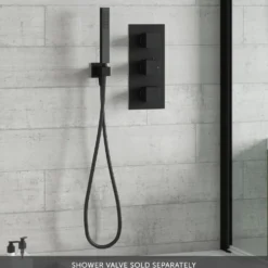 Harbour Status Matt Black Pencil Shower Handset & Wall Bracket - Square