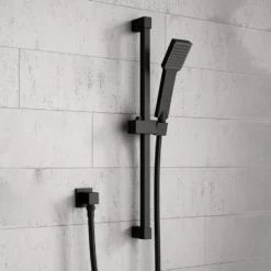 Harbour Status Matt Black Shower Riser Rail Kit With Elbow