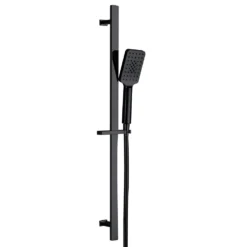 Harbour Status Matt Black Slide Rail Shower Kit with Square Shower Handset & Hose