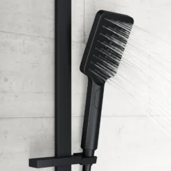 Harbour Status Matt Black Slide Rail Shower Kit with Square Shower Handset & Hose
