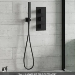 Harbour Status Matt Black Square 3 Outlet Concealed Thermostatic Mixer Valve