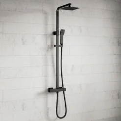 Harbour Status Matt Black Thermostatic Exposed Shower Kit