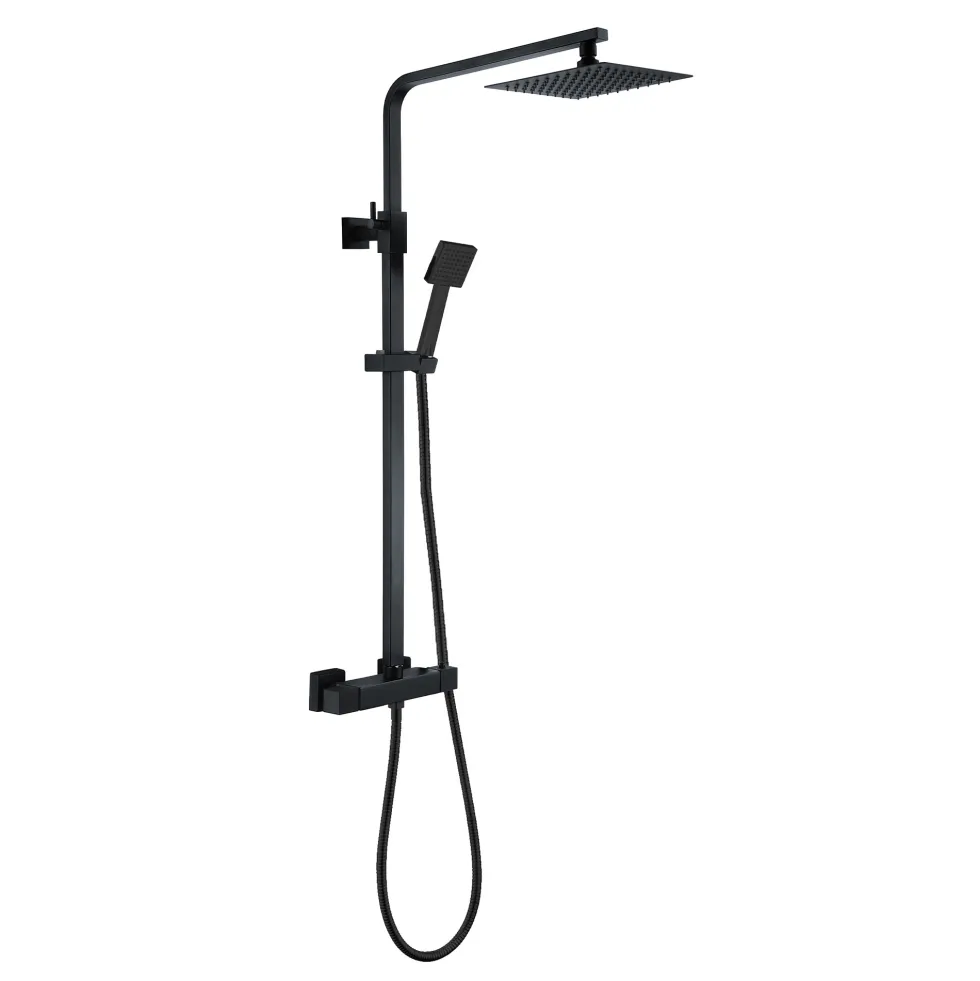 Harbour Status Matt Black Thermostatic Exposed Shower Kit