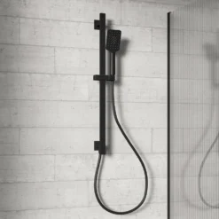 Harbour Status Slide Rail Shower Kit with 3 Mode Handset & Integrated Elbow - Matt Black