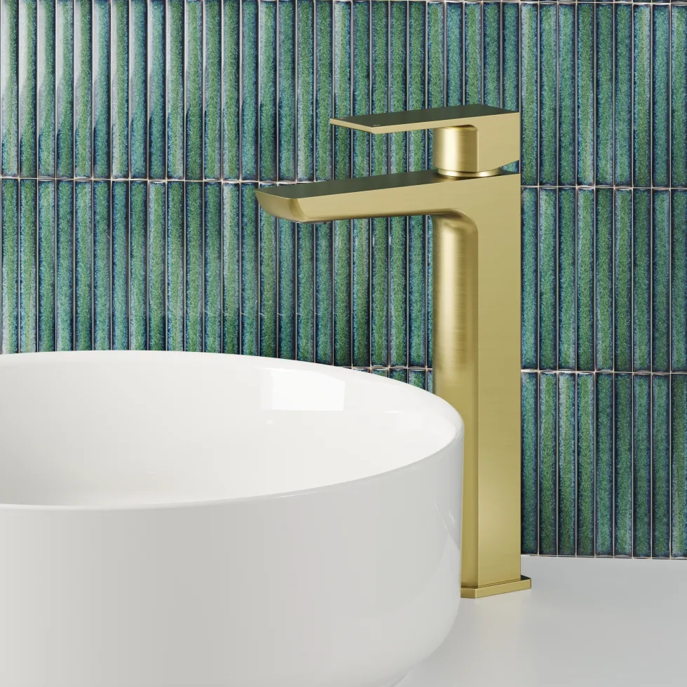 Harbour Status Tall Basin Mixer Tap - Brushed Brass