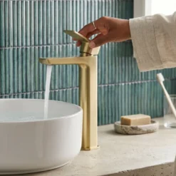 Harbour Status Tall Basin Mixer Tap - Brushed Brass