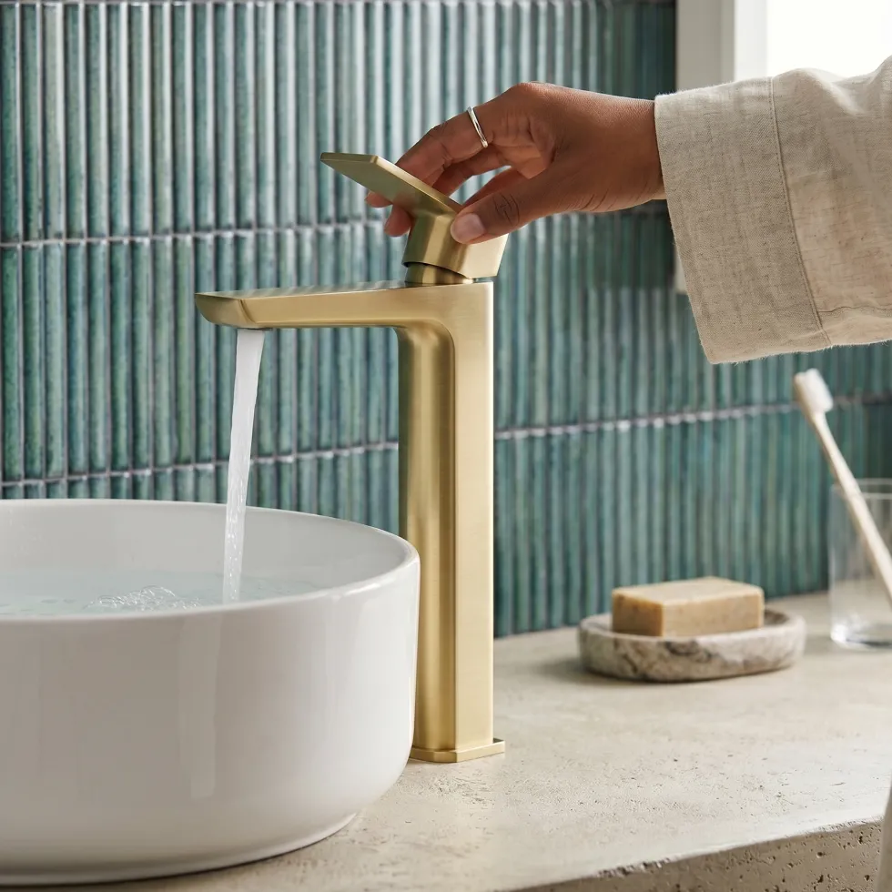 Harbour Status Tall Basin Mixer Tap - Brushed Brass