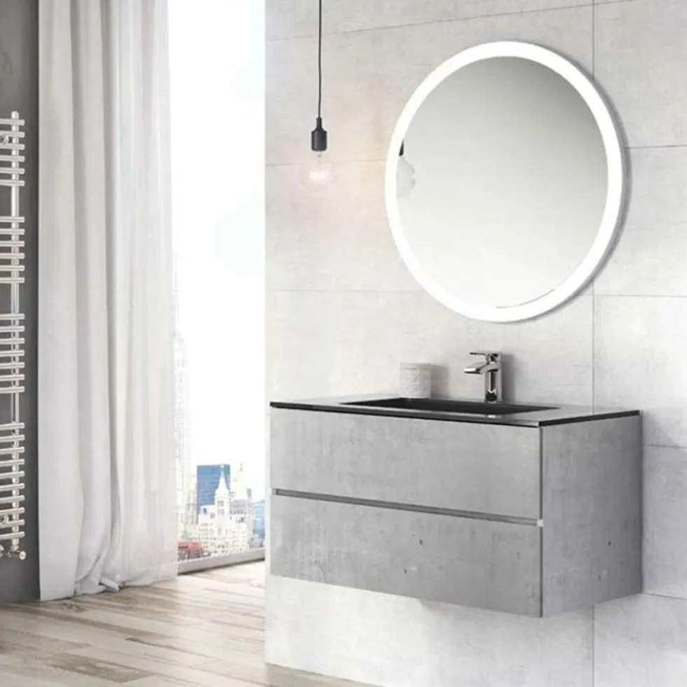 Harbour Substance 900mm 2 Drawer Wall Mounted Vanity Unit & Basin Options - Concrete Effect
