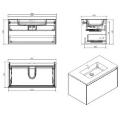 Harbour Substance 900mm 2 Drawer Wall Mounted Vanity Unit & Basin Options - Concrete Effect