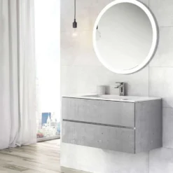 Harbour Substance 900mm 2 Drawer Wall Mounted Vanity Unit & Basin Options - Concrete Effect