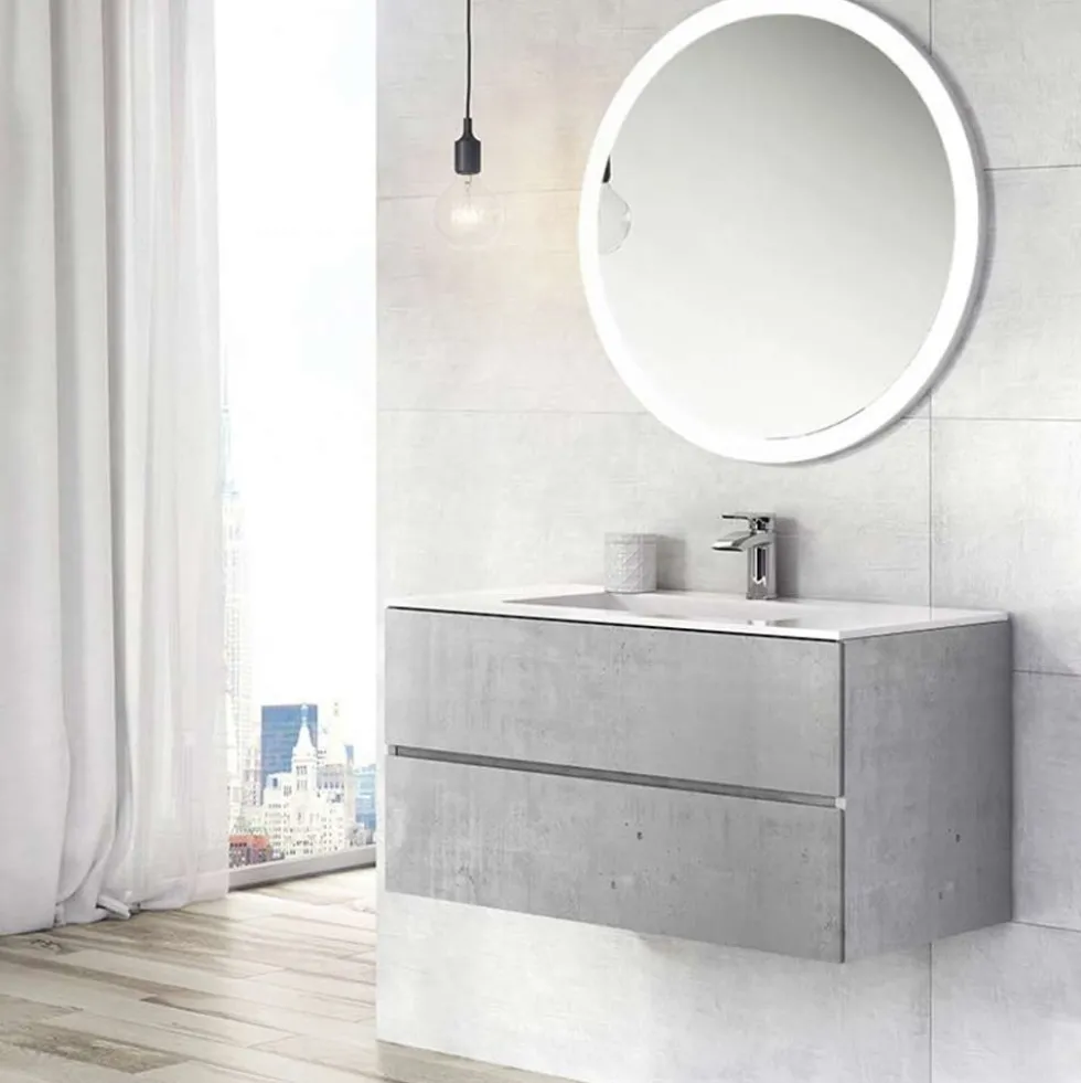 Harbour Substance 900mm 2 Drawer Wall Mounted Vanity Unit & Basin Options - Concrete Effect
