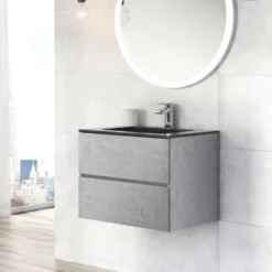 Harbour Substance 600mm 2 Drawer Wall Mounted Vanity Unit & Basin Options - Concrete Effect