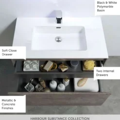 Harbour Substance 900mm 1 Drawer Wall Mounted Vanity Unit & Basin Options