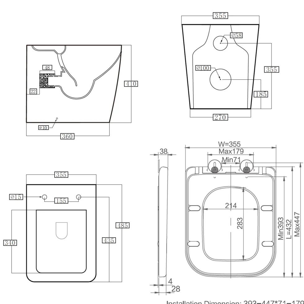 Harbour Unity Rimless Back to Wall Toilet & Soft Close Seat