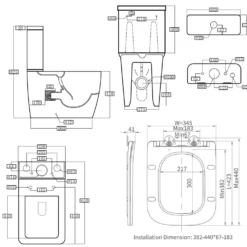 Harbour Unity Rimless BTW Close Coupled Toilet & Soft Close Seat