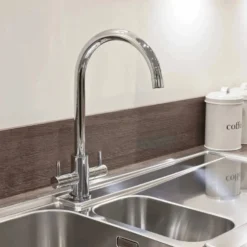 Harbour Vibe Twin Lever Mono Kitchen Mixer Tap - Polished Chrome