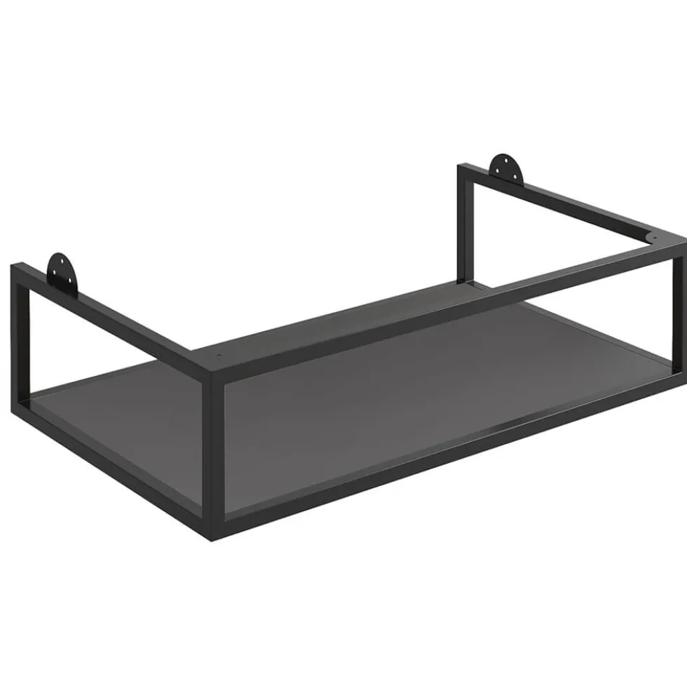 Harbour Virtue 800mm Wall Hung Vanity Unit with LED Illumination, Matt Black Frame Shelf and Handle & Basin