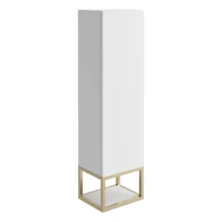 Harbour Virtue 1100mm Wall Mounted Tall Storage Cabinet with Brushed Brass Frame Shelf