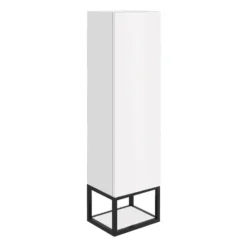 Harbour Virtue 1100mm Wall Mounted Tall Storage Cabinet with Matt Black Frame Shelf