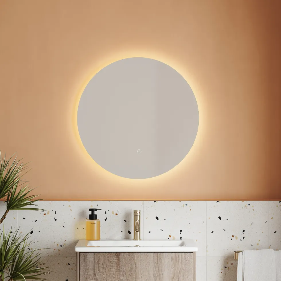 Harbour Vision LED Illuminated Round Bathroom Mirror with Demister Pad - 600mm
