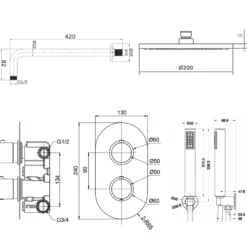 Harper Concealed Shower Valve, Fixed Shower Head & Handset