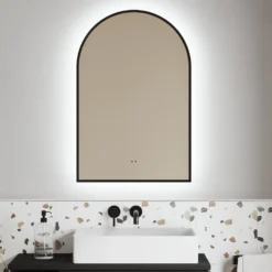 Harper LED Illuminated Arch Framed Mirror with Demister Pad & Colour Change Lights - 500 x 750mm