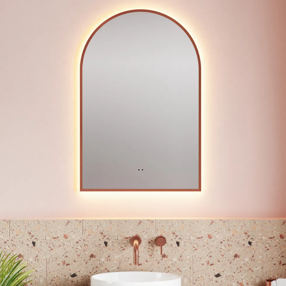 Harper LED Illuminated Arch Framed Mirror with Demister Pad & Colour Change Lights - 500 x 750mm