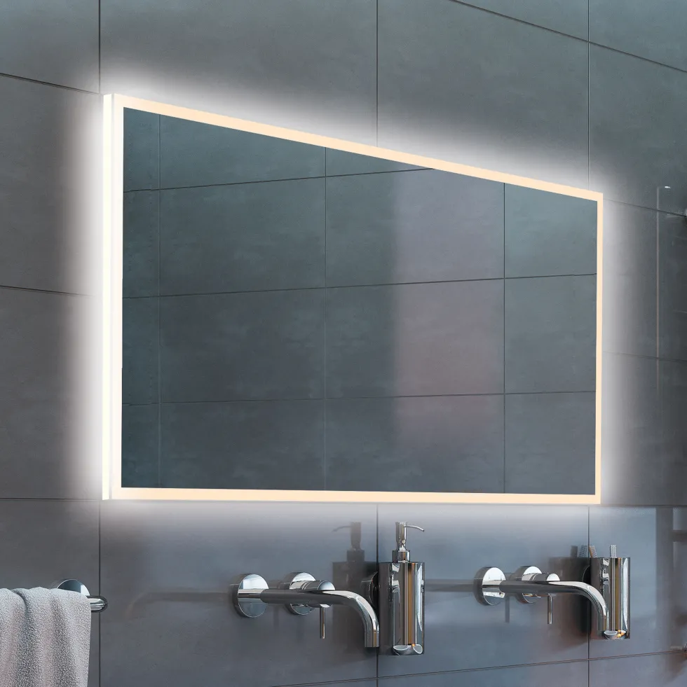 hib. Globe LED Illuminated Steam Free Rectangular Mirror