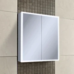 hib. Qubic LED Illuminated Mirror Cabinet with Shaver Socket - 3 Sizes