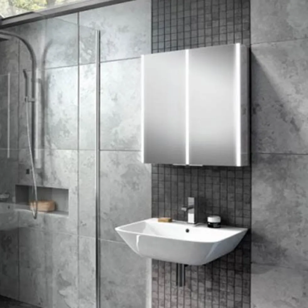 hib. Xenon 60 LED Illuminated Mirror Cabinet With Mirrored Sides