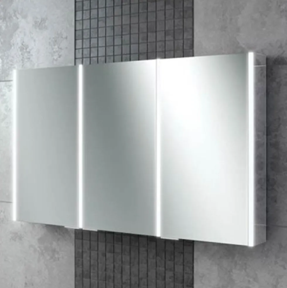 hib. Xenon 120 LED Illuminated Mirror Cabinet With Mirrored Sides