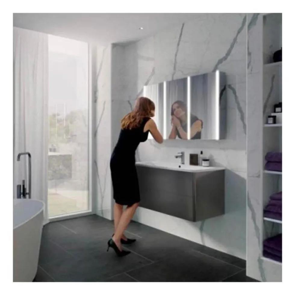 hib. Xenon 120 LED Illuminated Mirror Cabinet With Mirrored Sides