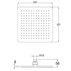 HIX Fixed 250mm Square Shower Head