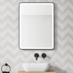 HIX LED Illuminated Framed Mirror with Demister Pad & Colour Change Lights - 600 x 800mm
