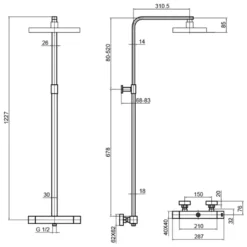 HIX 2 Outlet Exposed Thermostatic Bar Shower Valve with Slide Rail & Multi-functional Handset