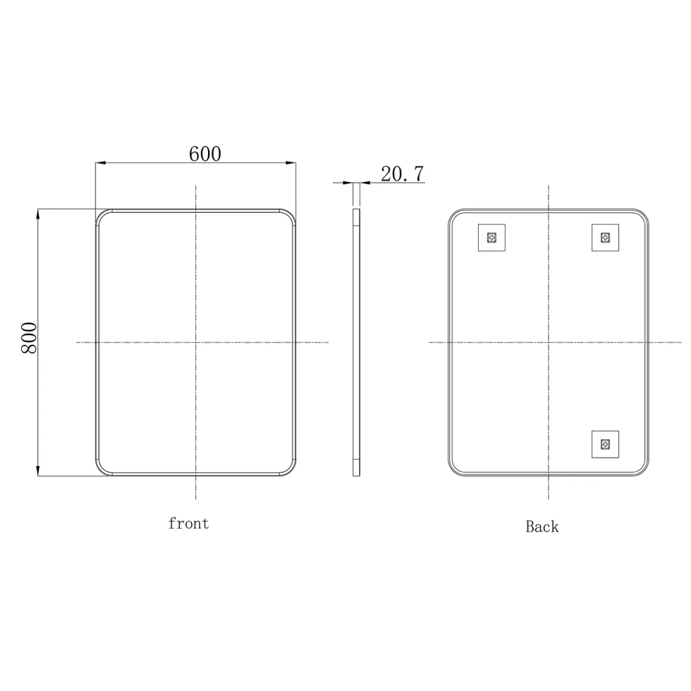 HIX Rectangular Framed Bathroom Mirror - 600 x 800mm