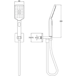 HIX Shower Handset with Hose, Wall Oultet & Integrated Holder