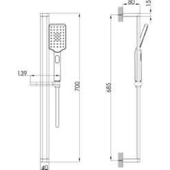HIX Slide Rail Kit with Multi-Function Shower Handset & Hose