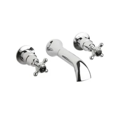 Hudson Reed Black Topaz Crosshead Bath Spout With Dome Collars - Chrome/Black