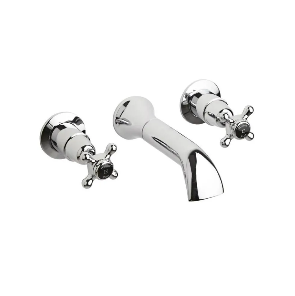 Hudson Reed Black Topaz Crosshead Bath Spout With Dome Collars - Chrome/Black
