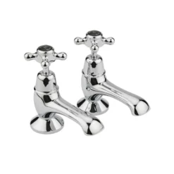 Hudson Reed Black Topaz Crosshead Bath Taps With Dome Collars - Chrome/Black