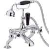 Hudson Reed Black Topaz Crosshead Deck Mounted Bath Shower Mixer with Handset Kit & Hexagonal Collar