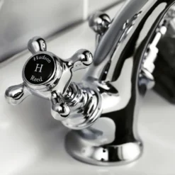 Hudson Reed Black Topaz Crosshead Mono Basin Mixer with Pop-Up Waste